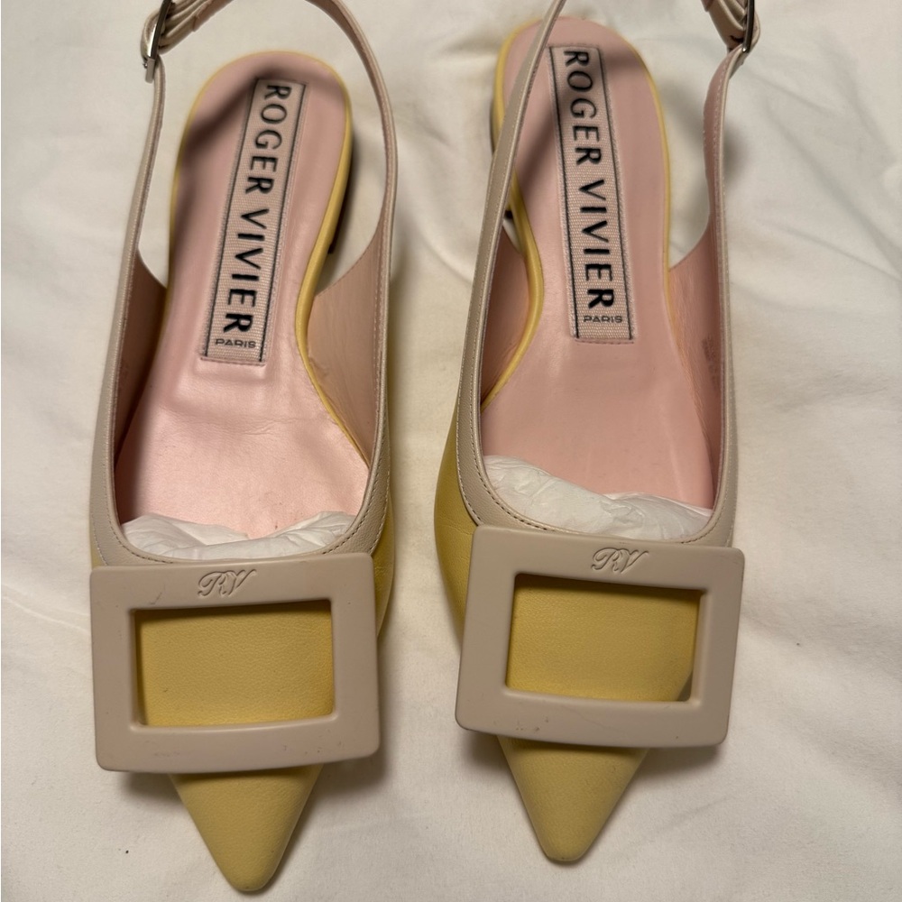 Roger Vivier Yellow and Cream Heels